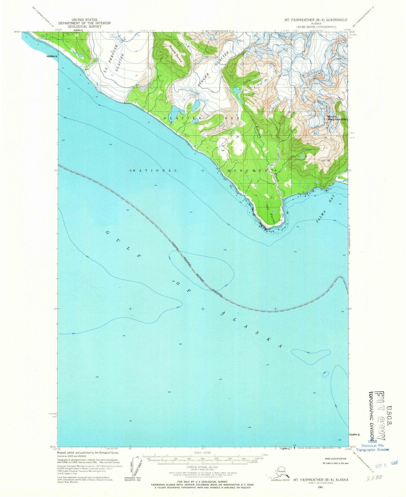 1961 Mt Fairweather, AK - Alaska - USGS Topographic Map