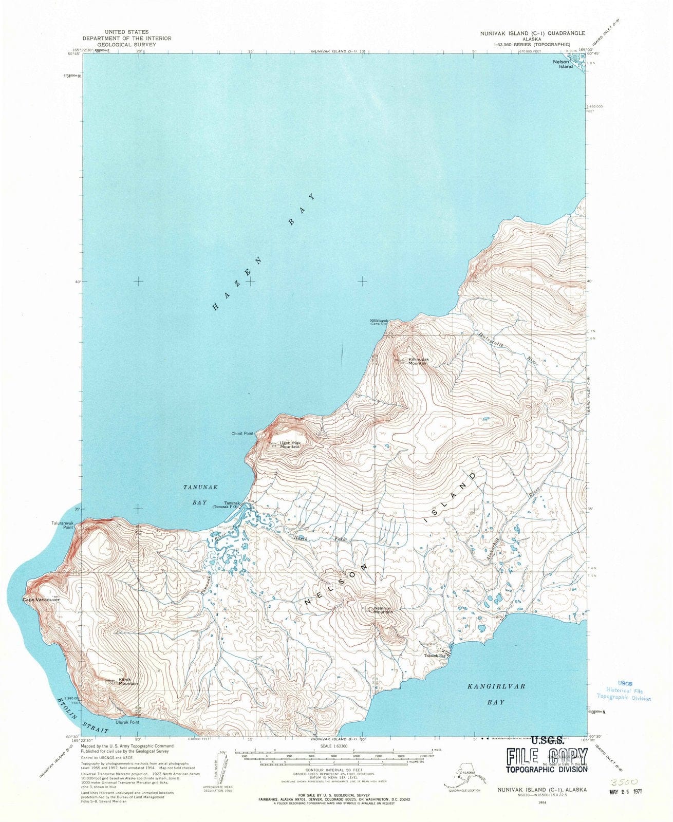 1954 Nunivak Island, AK - Alaska - USGS Topographic Map v3