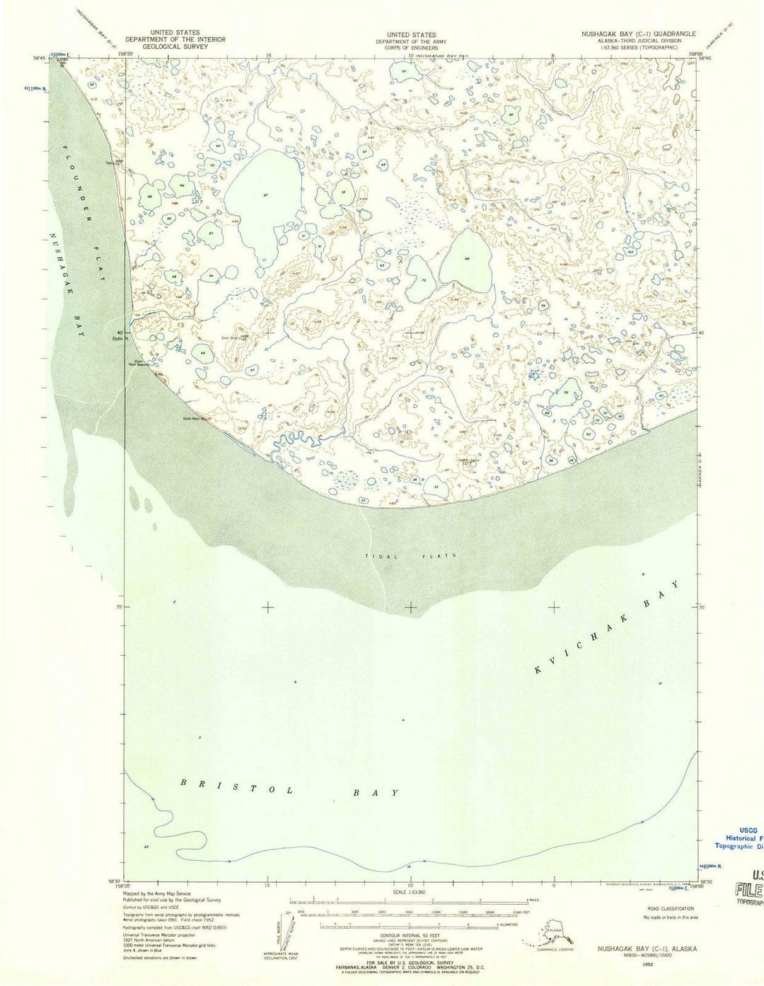 1952 Nushagak Bay, AK - Alaska Maps - USGS Topographic Map