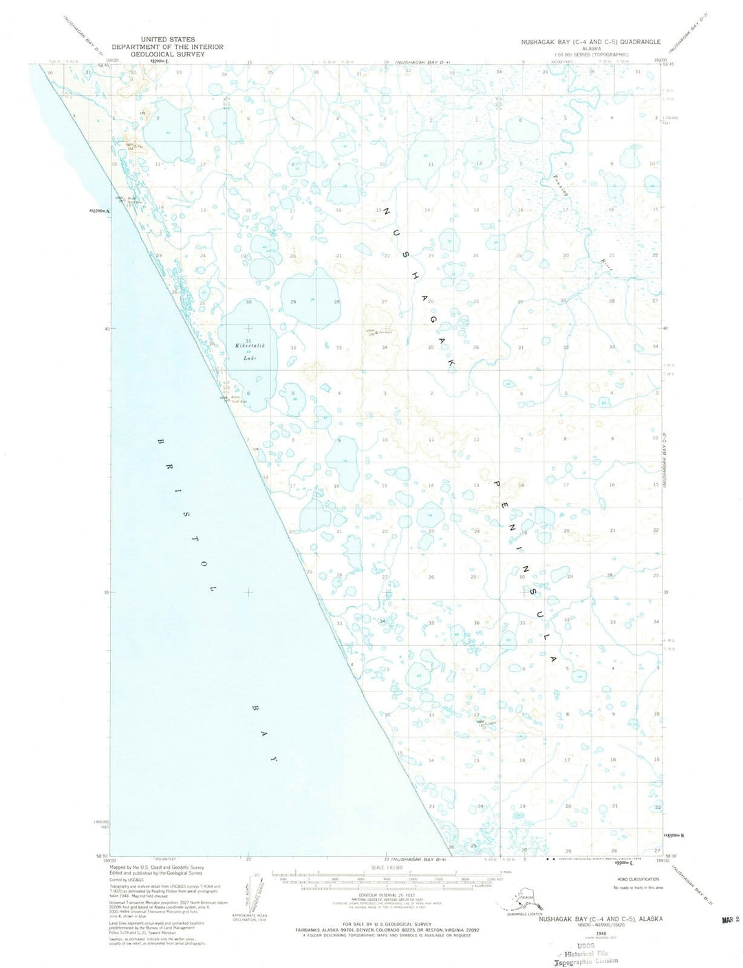 1948 Nushagakay, AK - Alaska - USGS Topographic Map v3