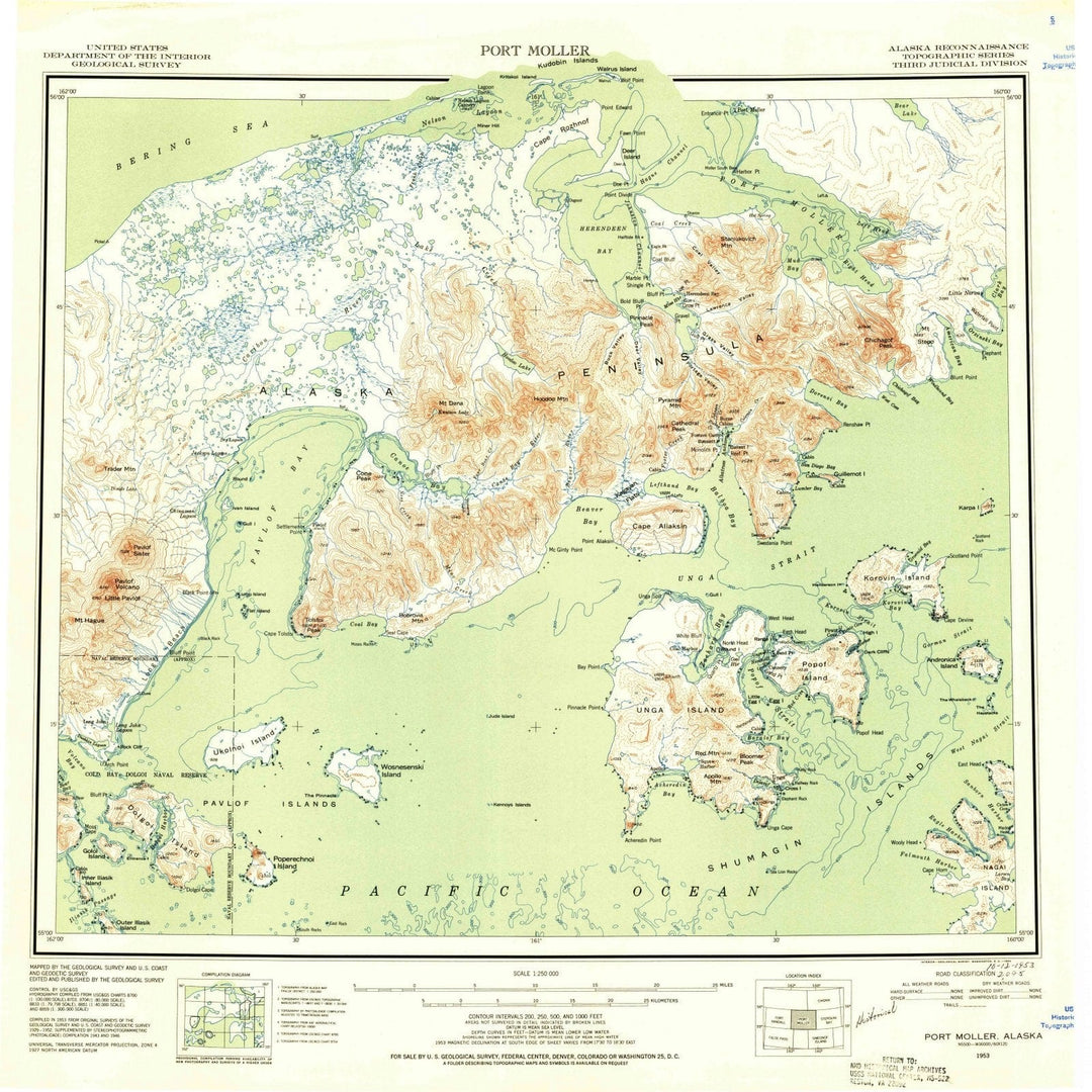 1953 Port Moller, AK - Alaska - USGS Topographic Map