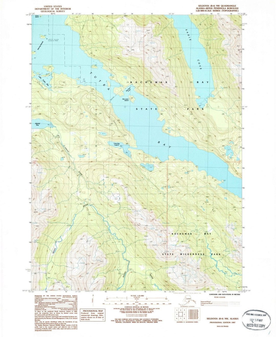 1987 Seldovia, AK - Alaska - USGS Topographic Map