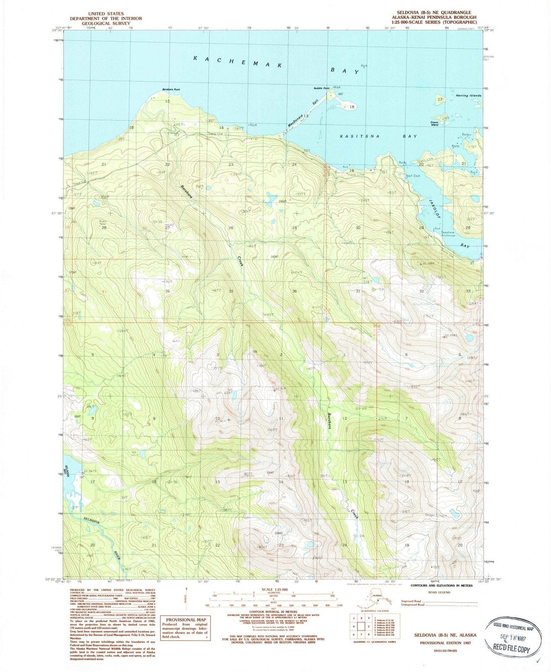 1987 Seldovia, AK - Alaska - USGS Topographic Map v2