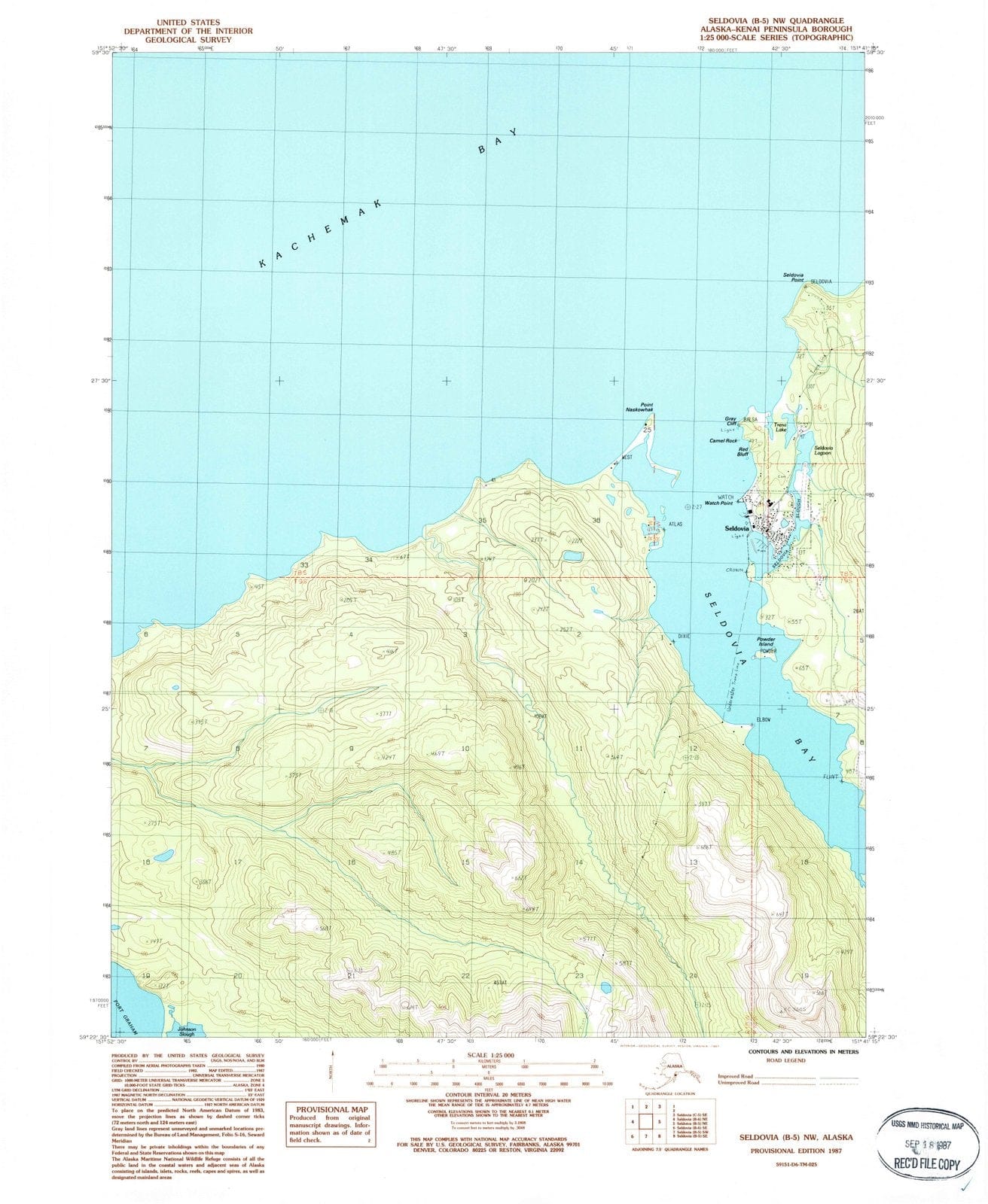 1987 Seldovia, AK - Alaska - USGS Topographic Map v3