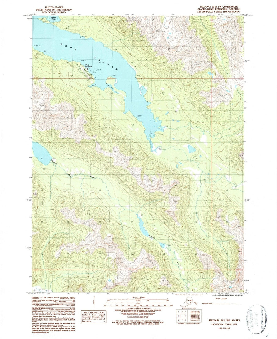 1987 Seldovia, AK - Alaska - USGS Topographic Map v4