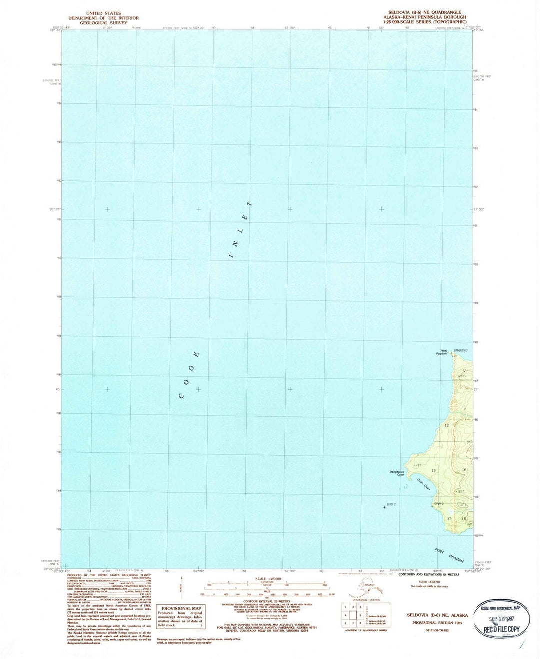 1987 Seldovia, AK - Alaska - USGS Topographic Map v5