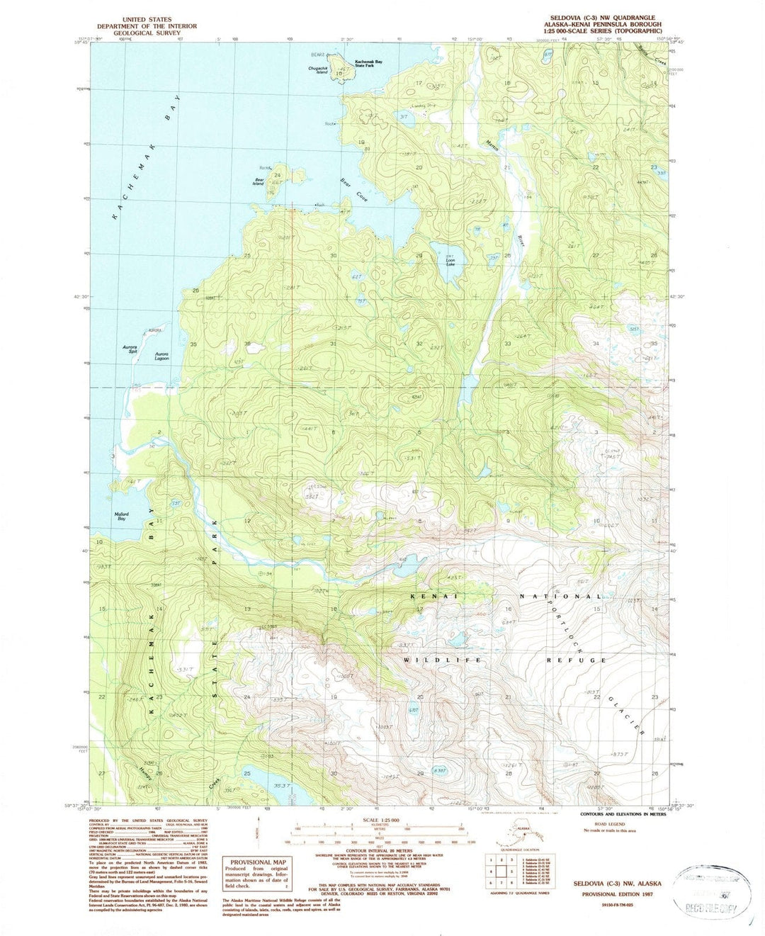 1987 Seldovia, AK - Alaska - USGS Topographic Map v7