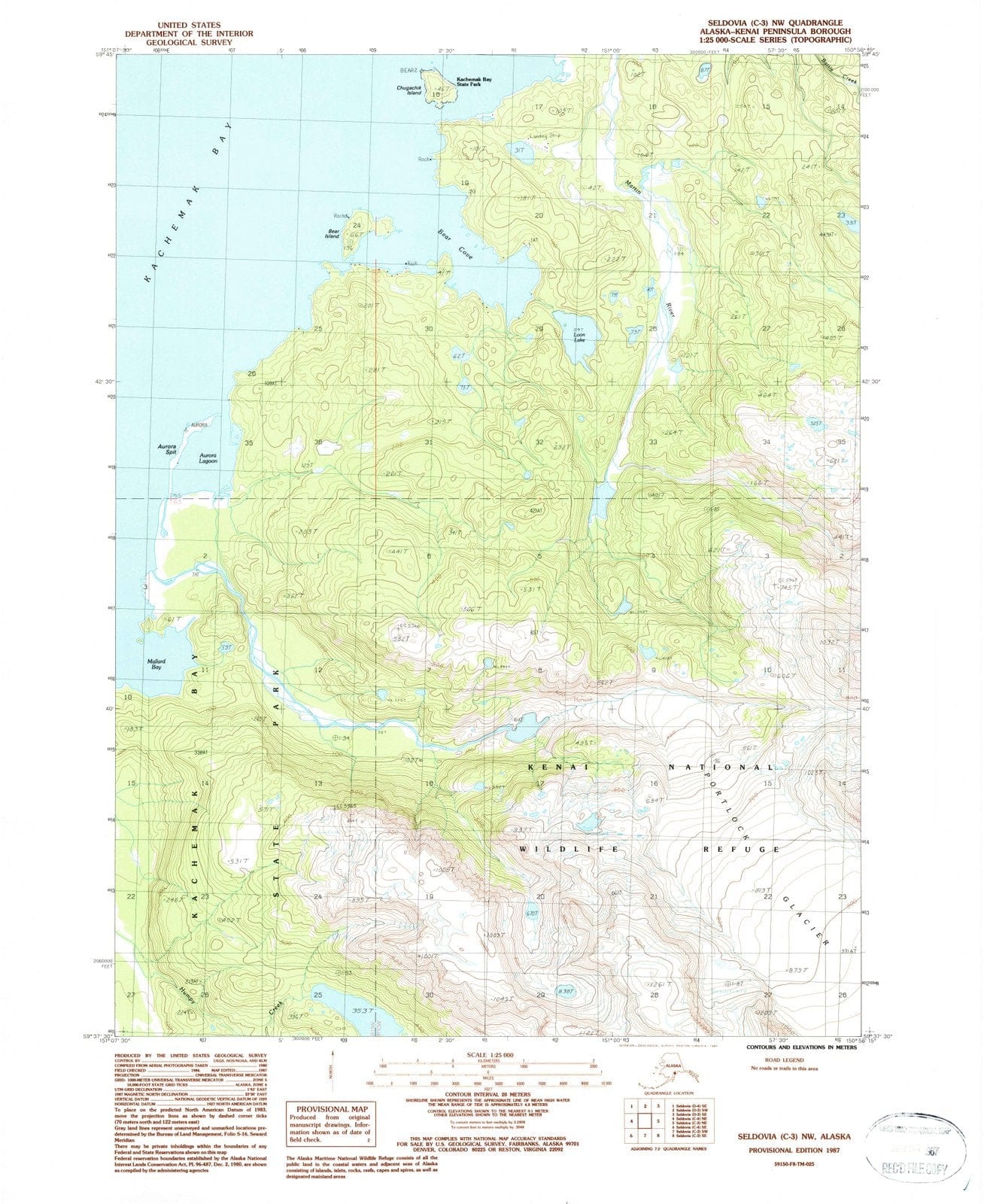 1987 Seldovia, AK - Alaska - USGS Topographic Map v7