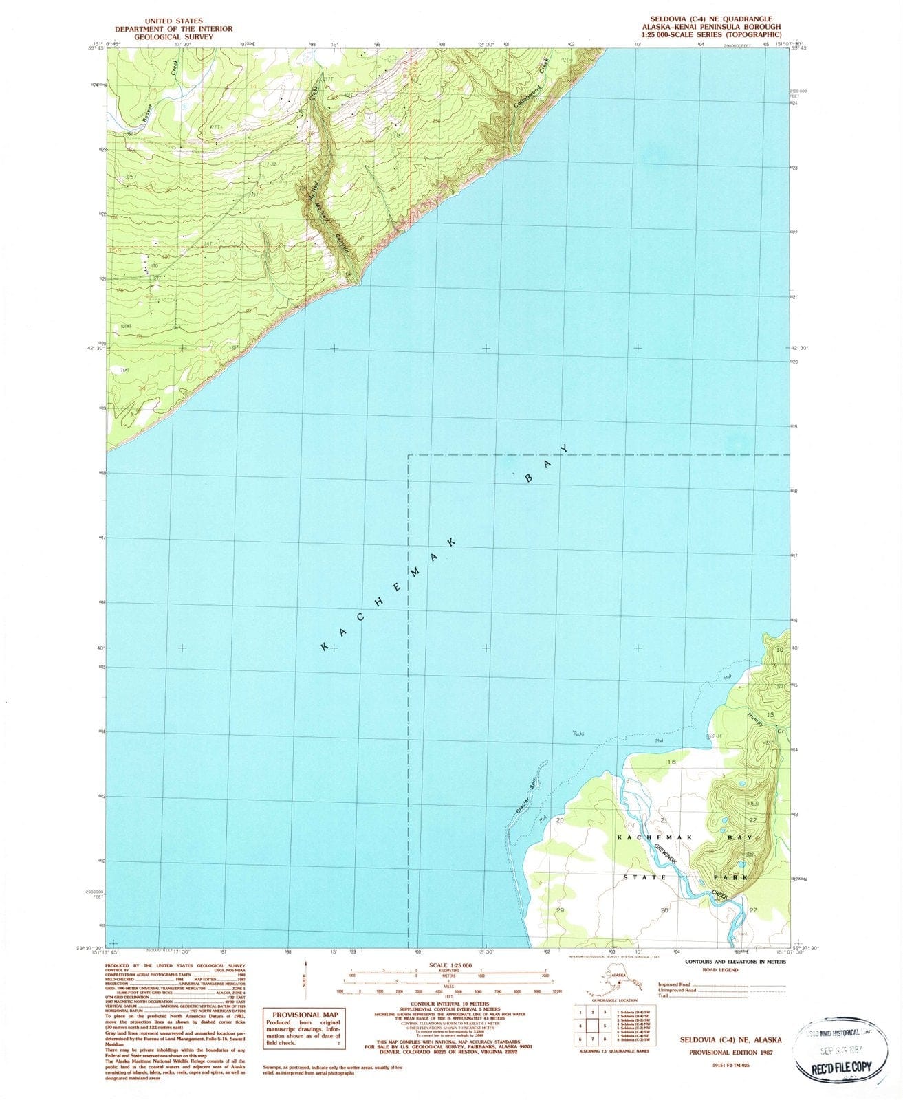 1987 Seldovia, AK - Alaska - USGS Topographic Map v8