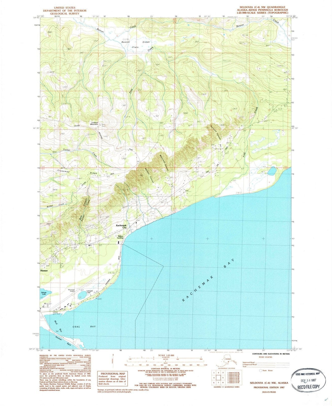 1987 Seldovia, AK - Alaska - USGS Topographic Map v9