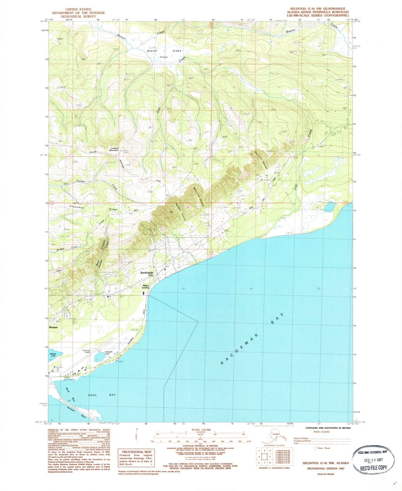 1987 Seldovia, AK - Alaska - USGS Topographic Map v9