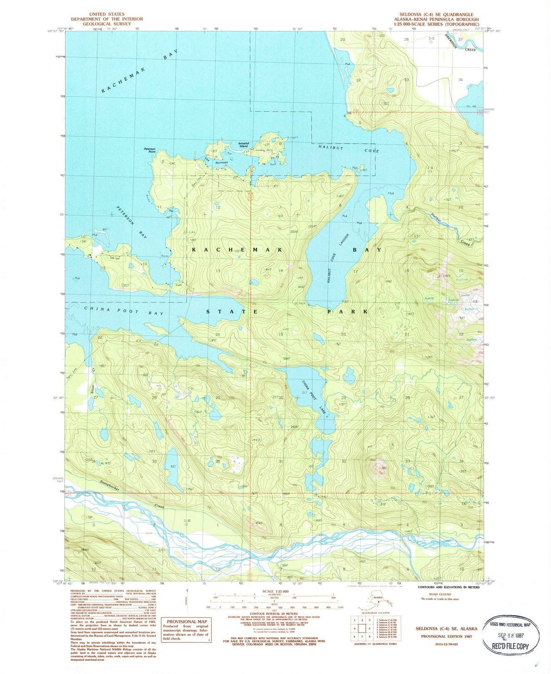 1987 Seldovia, AK - Alaska - USGS Topographic Map0