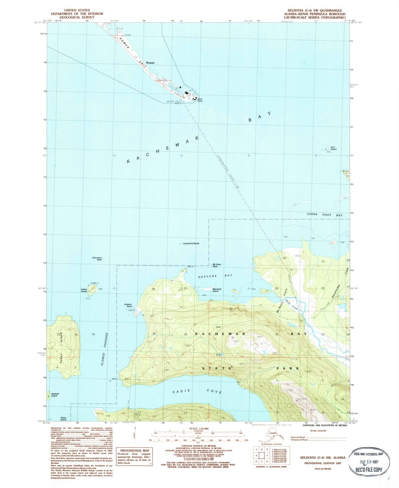 1987 Seldovia, AK - Alaska - USGS Topographic Map1