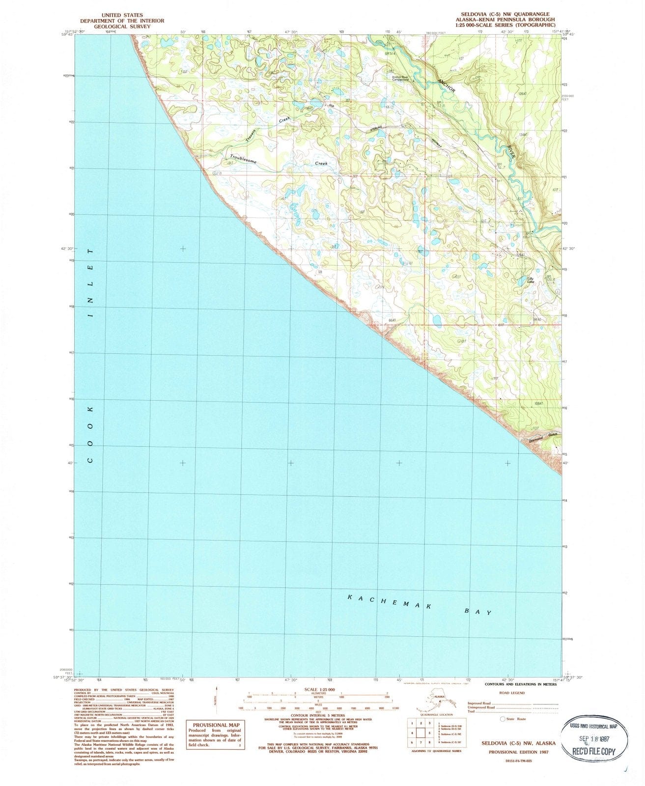 1987 Seldovia, AK - Alaska - USGS Topographic Map2