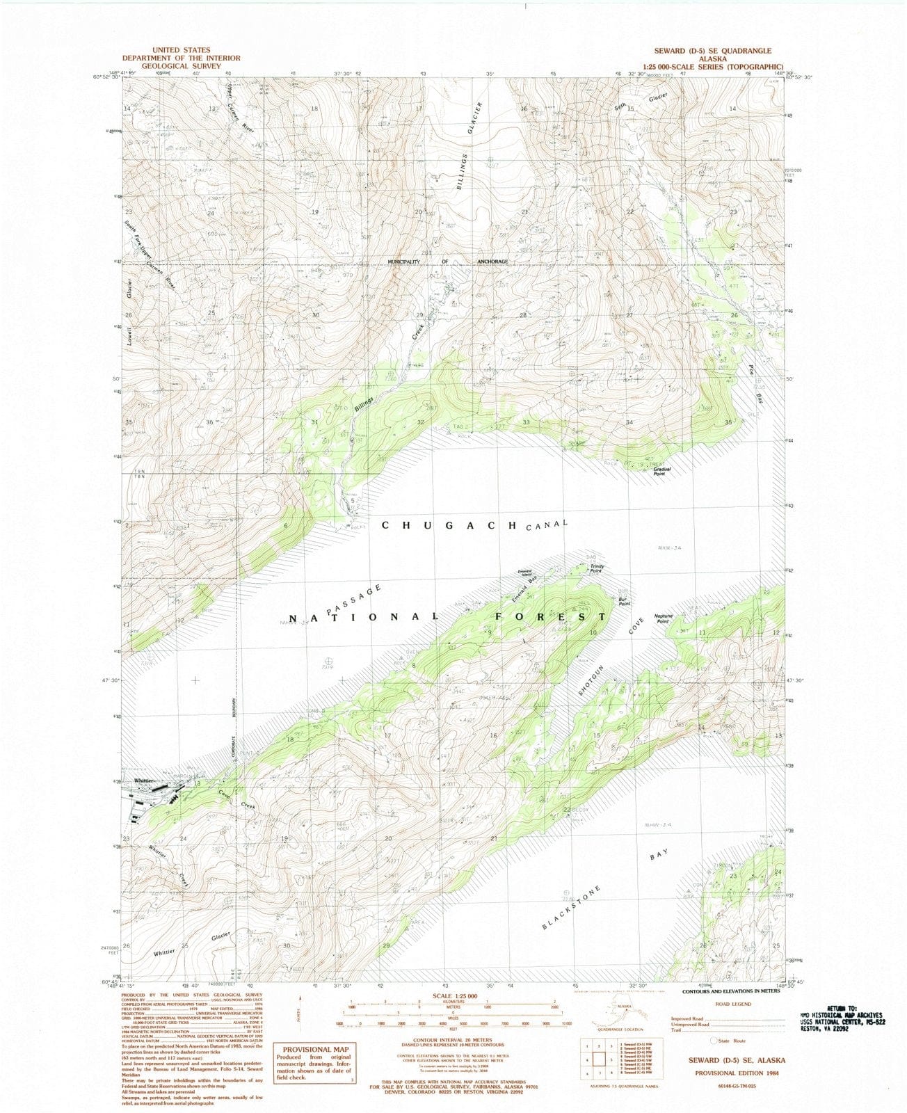 1984 Seward, AK - Alaska - USGS Topographic Map