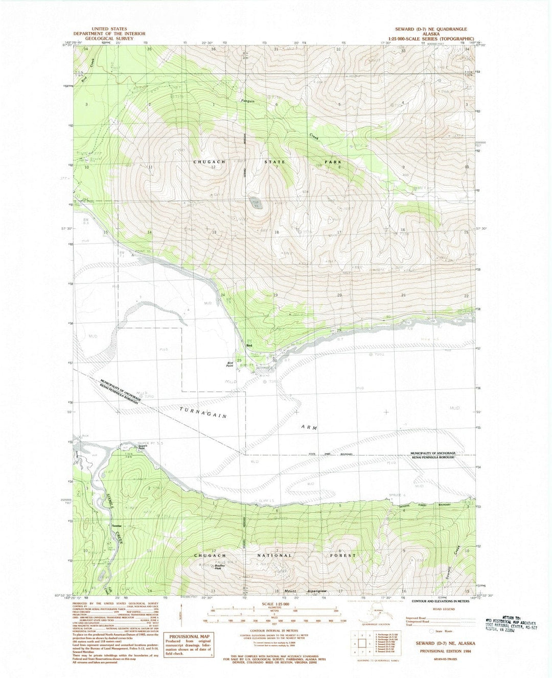 1984 Seward, AK - Alaska - USGS Topographic Map v6