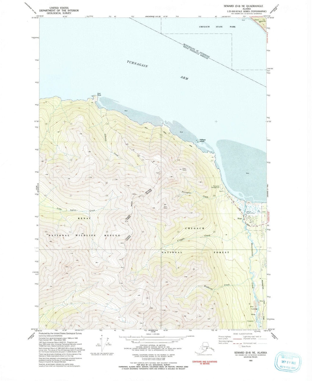 1993 Seward, AK - Alaska - USGS Topographic Map