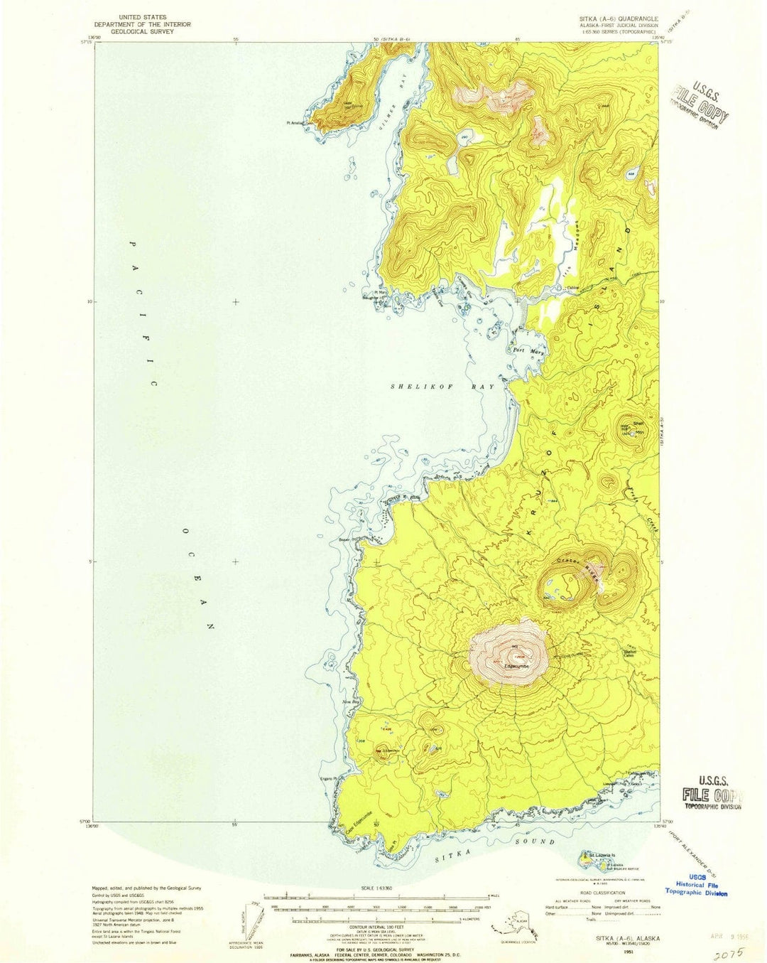 1951 Sitka, AK - Alaska - USGS Topographic Map v7