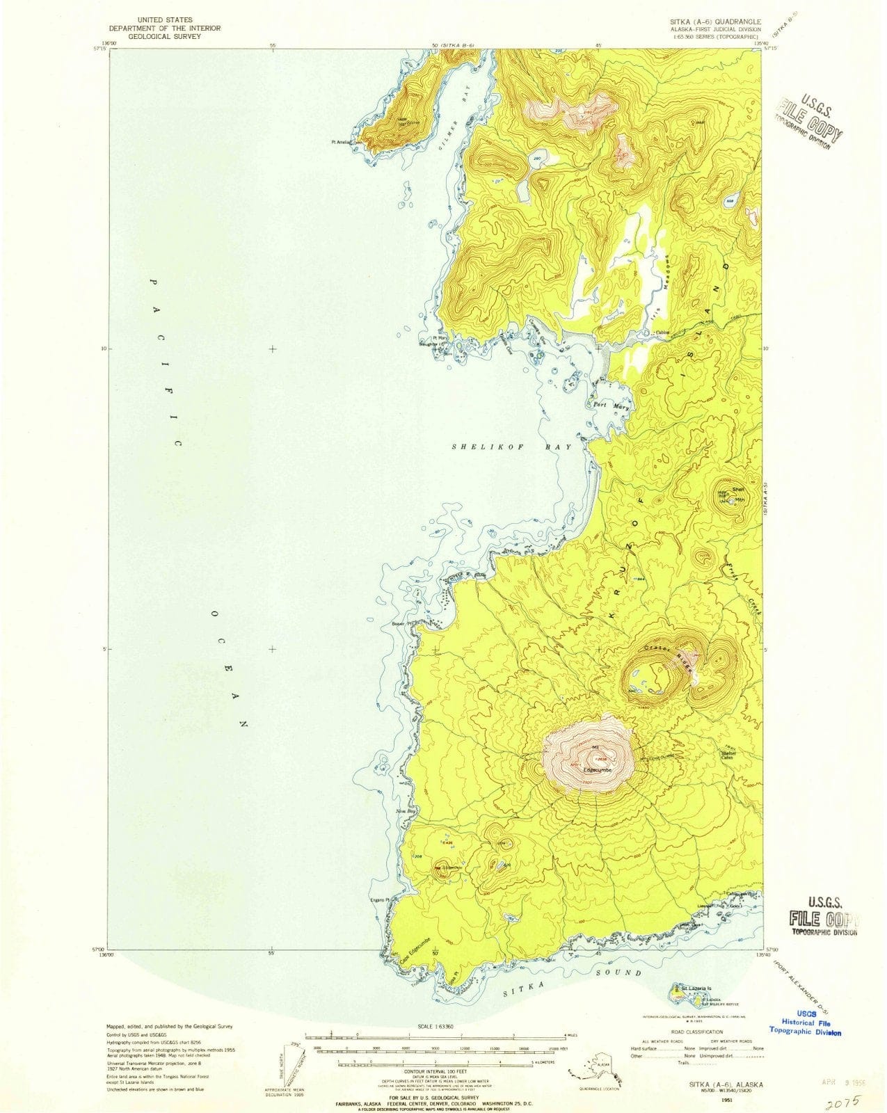 1951 Sitka, AK - Alaska - USGS Topographic Map v7