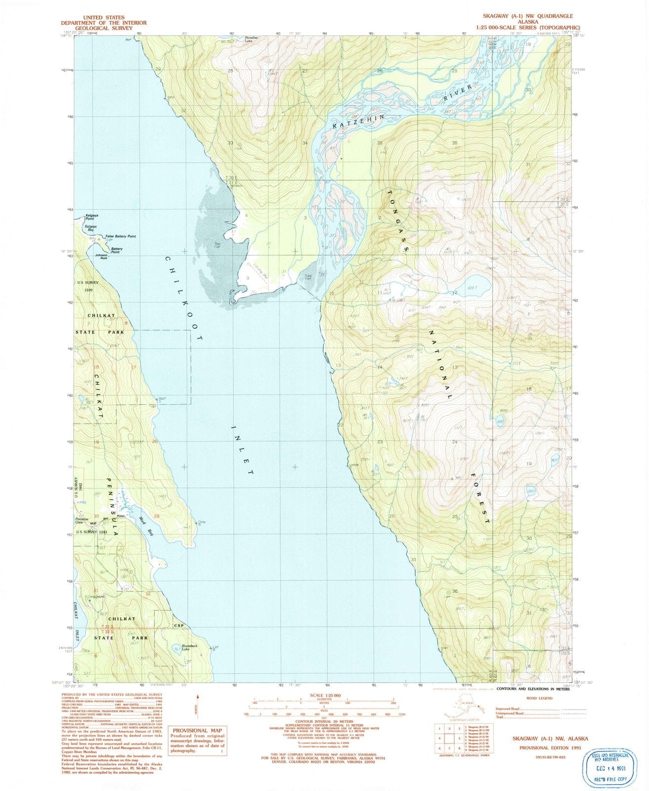 1991 Skagway, AK - Alaska - USGS Topographic Map :