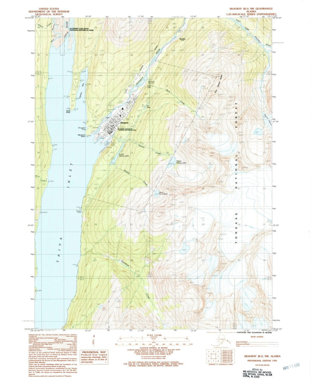 1991 Skagway, AK - Alaska - USGS Topographic Map : v2