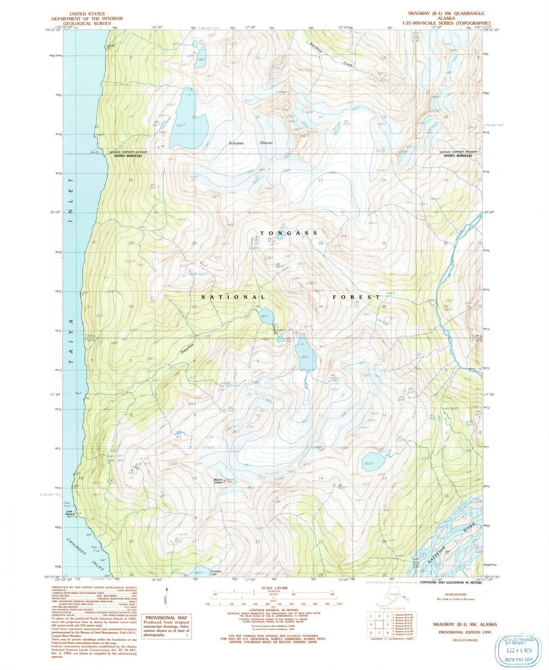 1991 Skagway, AK - Alaska - USGS Topographic Map : v3