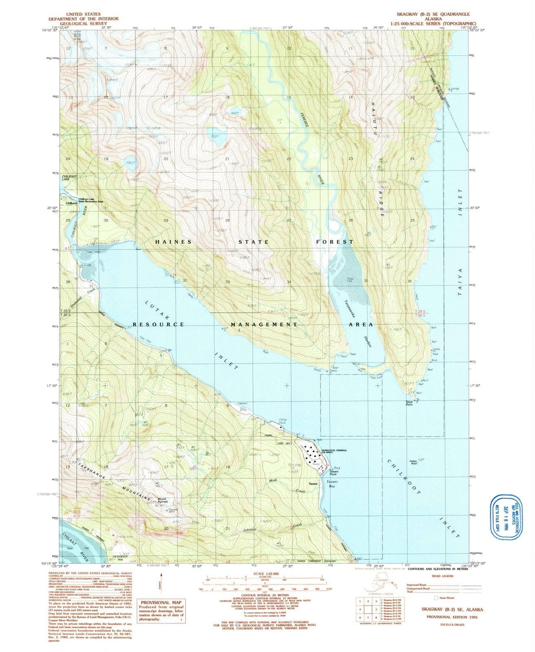 1991 Skagway, AK - Alaska - USGS Topographic Map v2