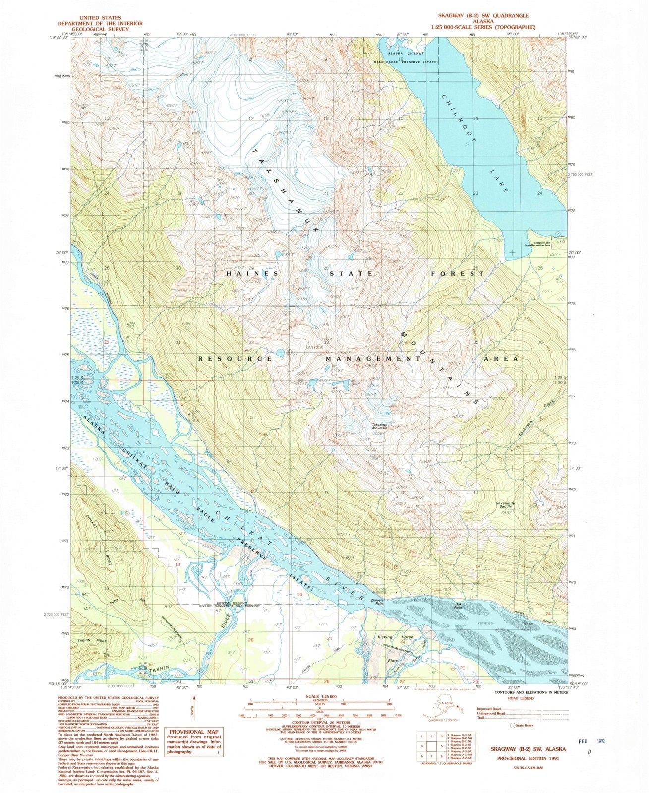 1991 Skagway, AK - Alaska - USGS Topographic Map v3