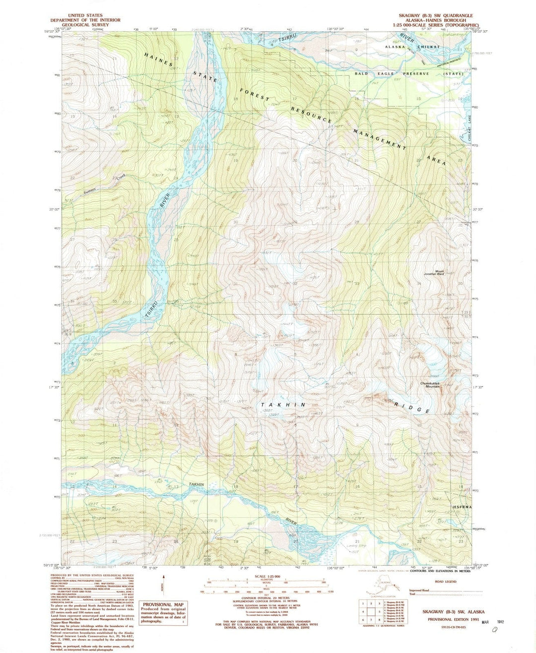 1991 Skagway, AK - Alaska - USGS Topographic Map v7