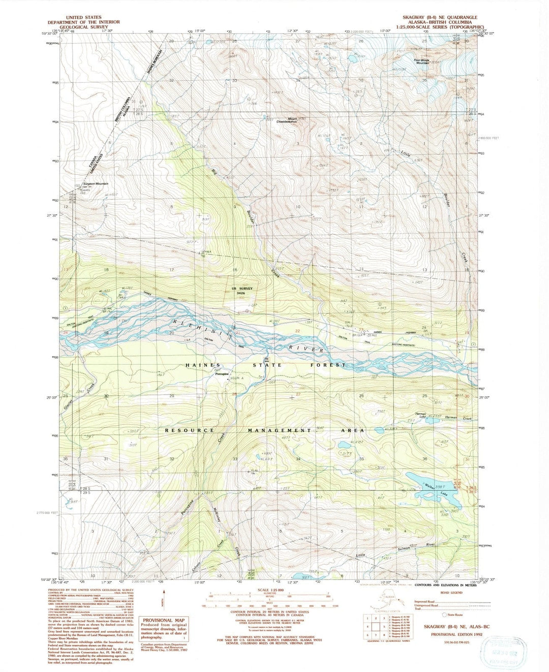 1992 Skagway, AK - Alaska - USGS Topographic Map