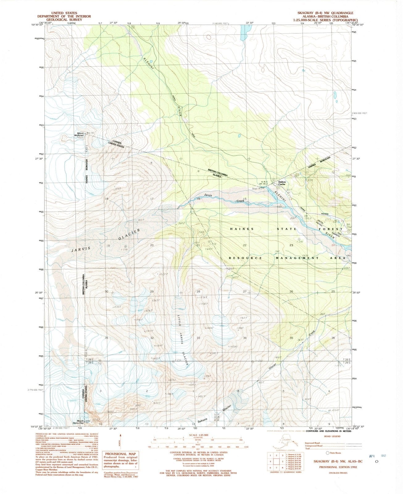 1992 Skagway, AK - Alaska - USGS Topographic Map v2