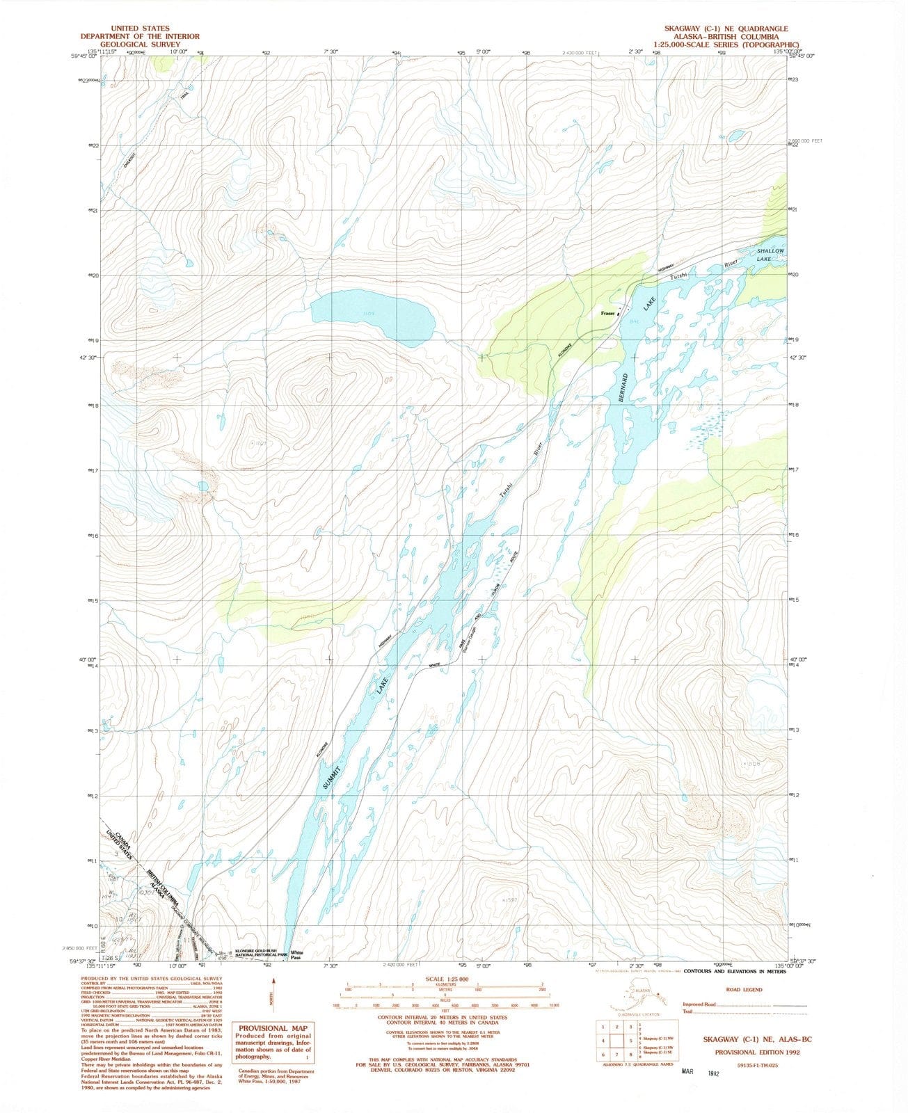 1992 Skagway, AK - Alaska - USGS Topographic Map :