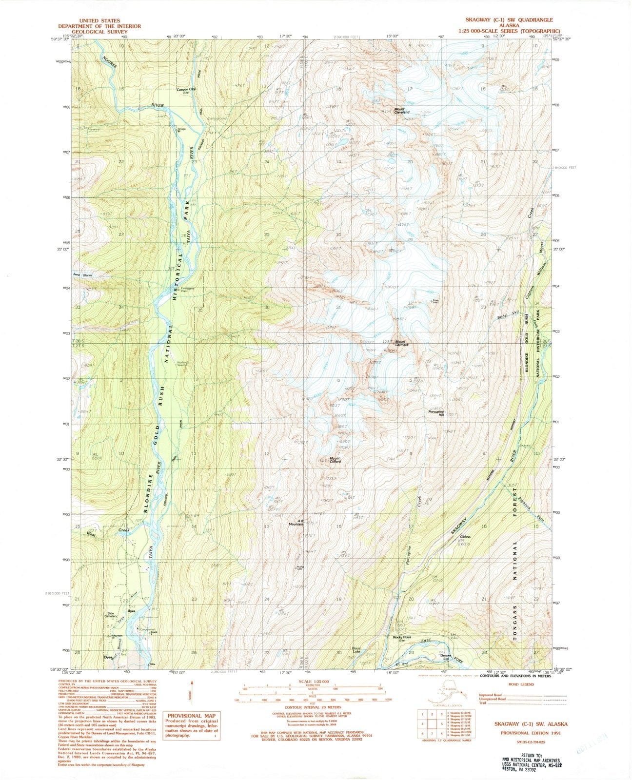 1991 Skagway, AK - Alaska - USGS Topographic Map v8