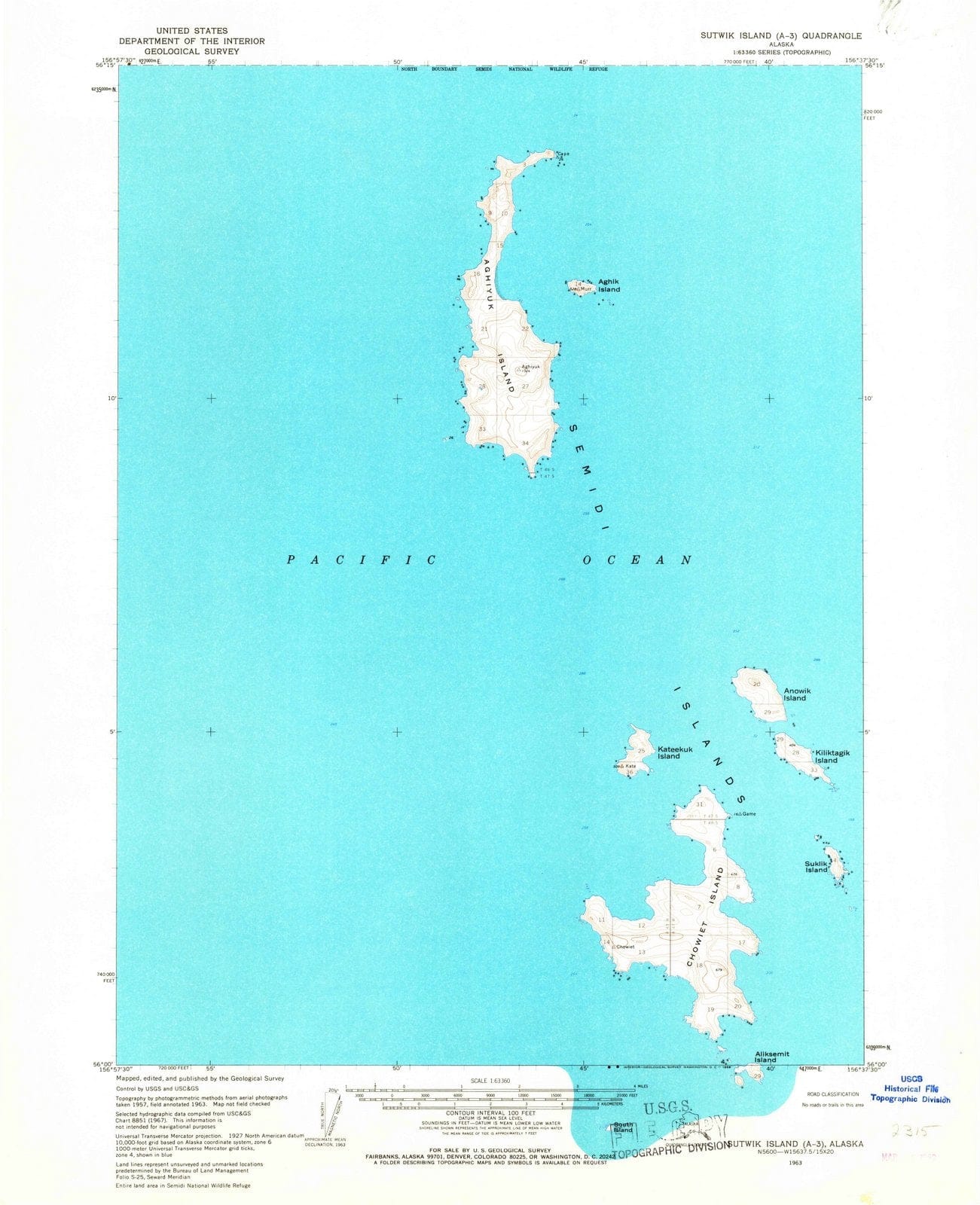 1963 Sutwik Island, AK - Alaska - USGS Topographic Map v7