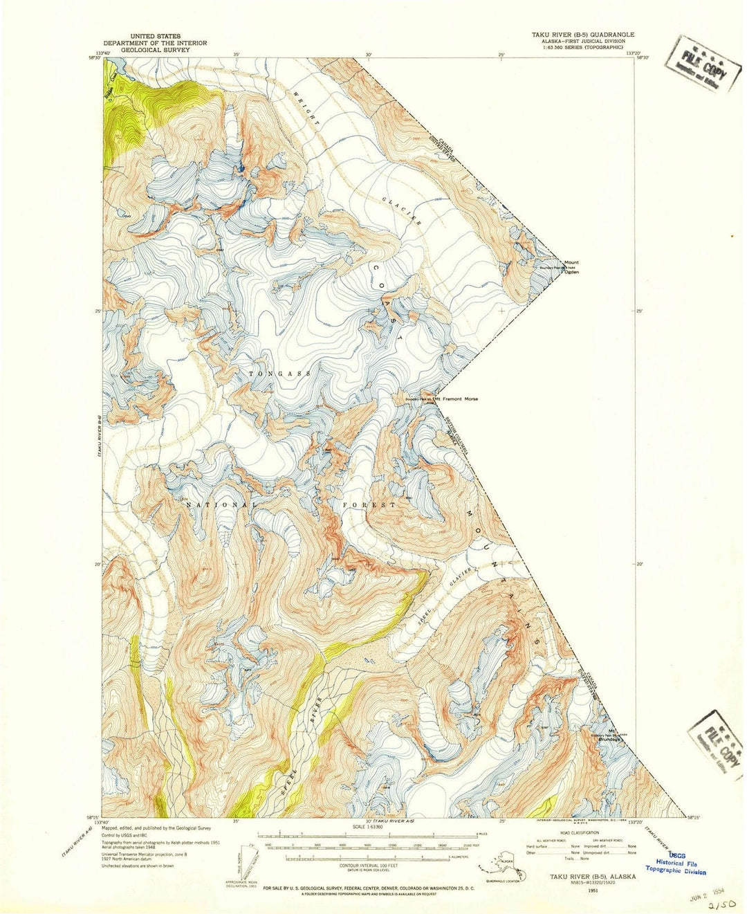 1951 Taku River, AK - Alaska - USGS Topographic Map v5