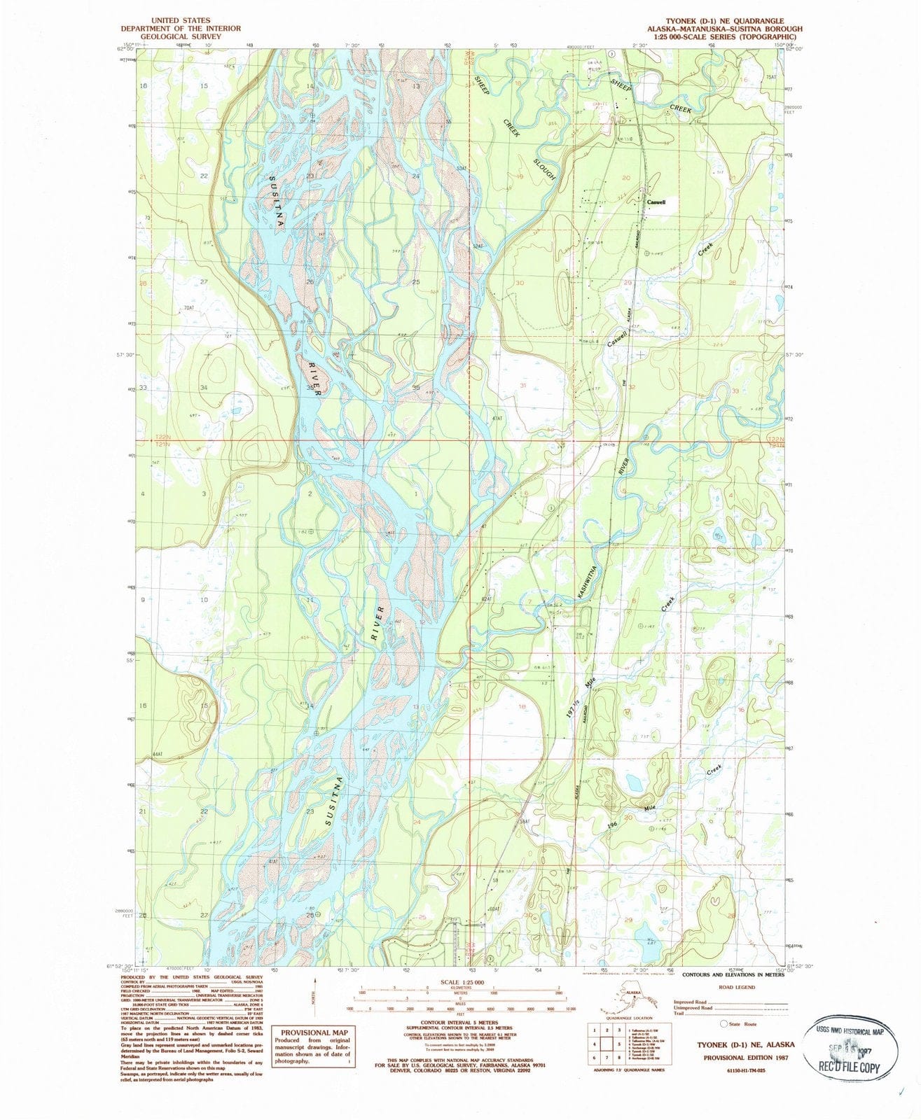 1987 Tyonek, AK - Alaska - USGS Topographic Map