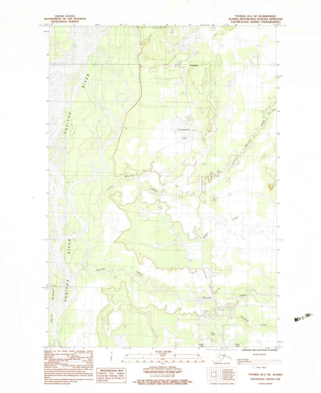 1983 Tyonek, AK - Alaska - USGS Topographic Map : 1 SE