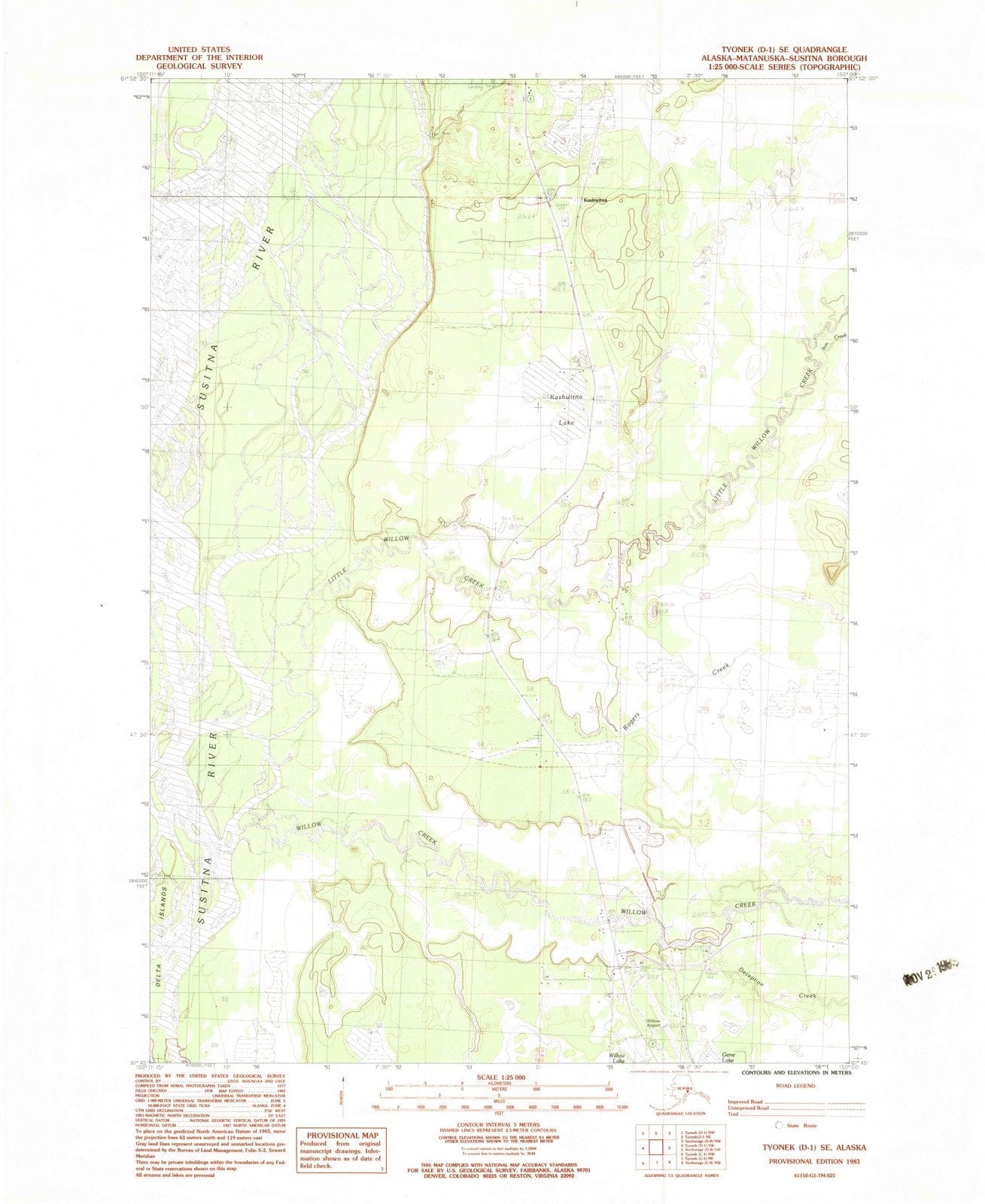 1983 Tyonek, AK - Alaska - USGS Topographic Map : 1 SE