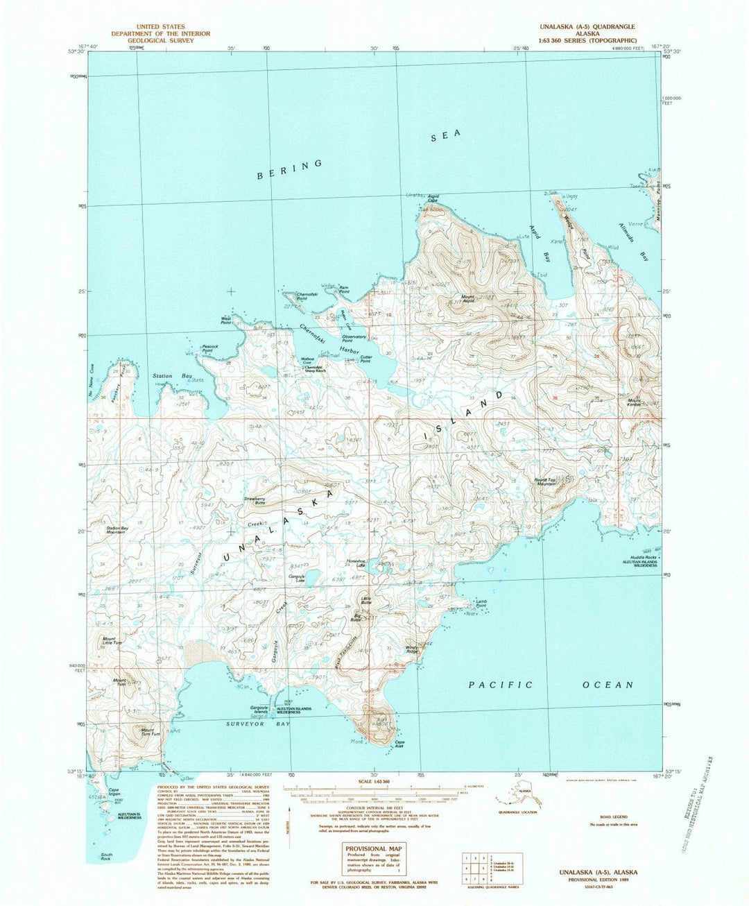 1989 Unalaska, AK - Alaska - USGS Topographic Map4