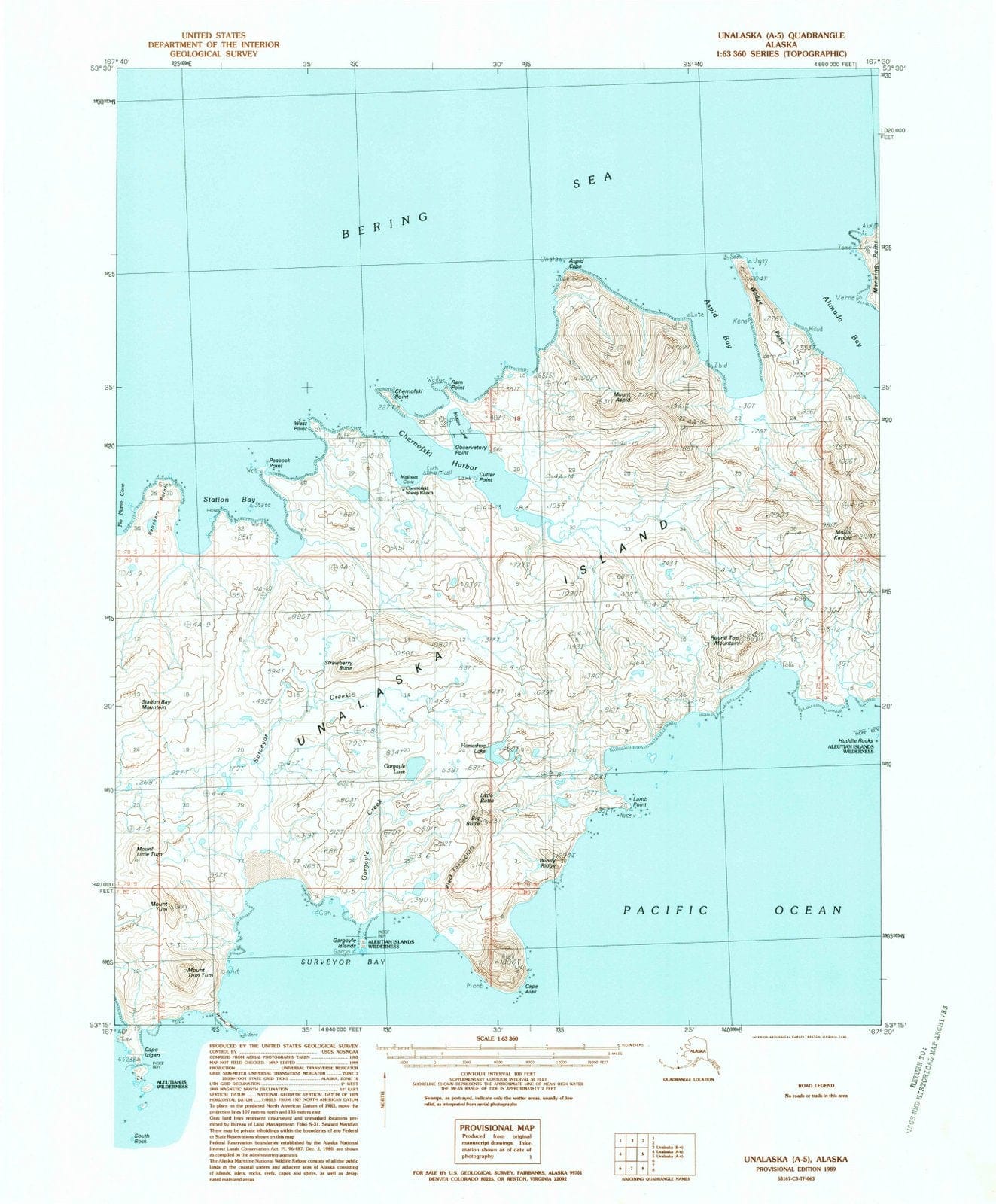 1989 Unalaska, AK - Alaska - USGS Topographic Map4