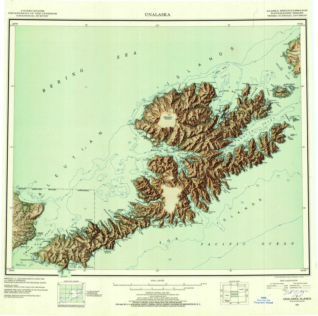 1951 Unalaska, AK - Alaska - USGS Topographic Map