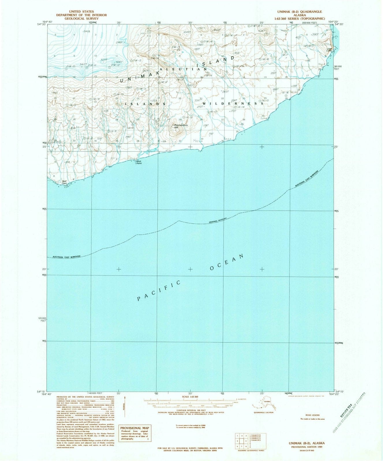 1989 Unimak, AK - Alaska - USGS Topographic Map3