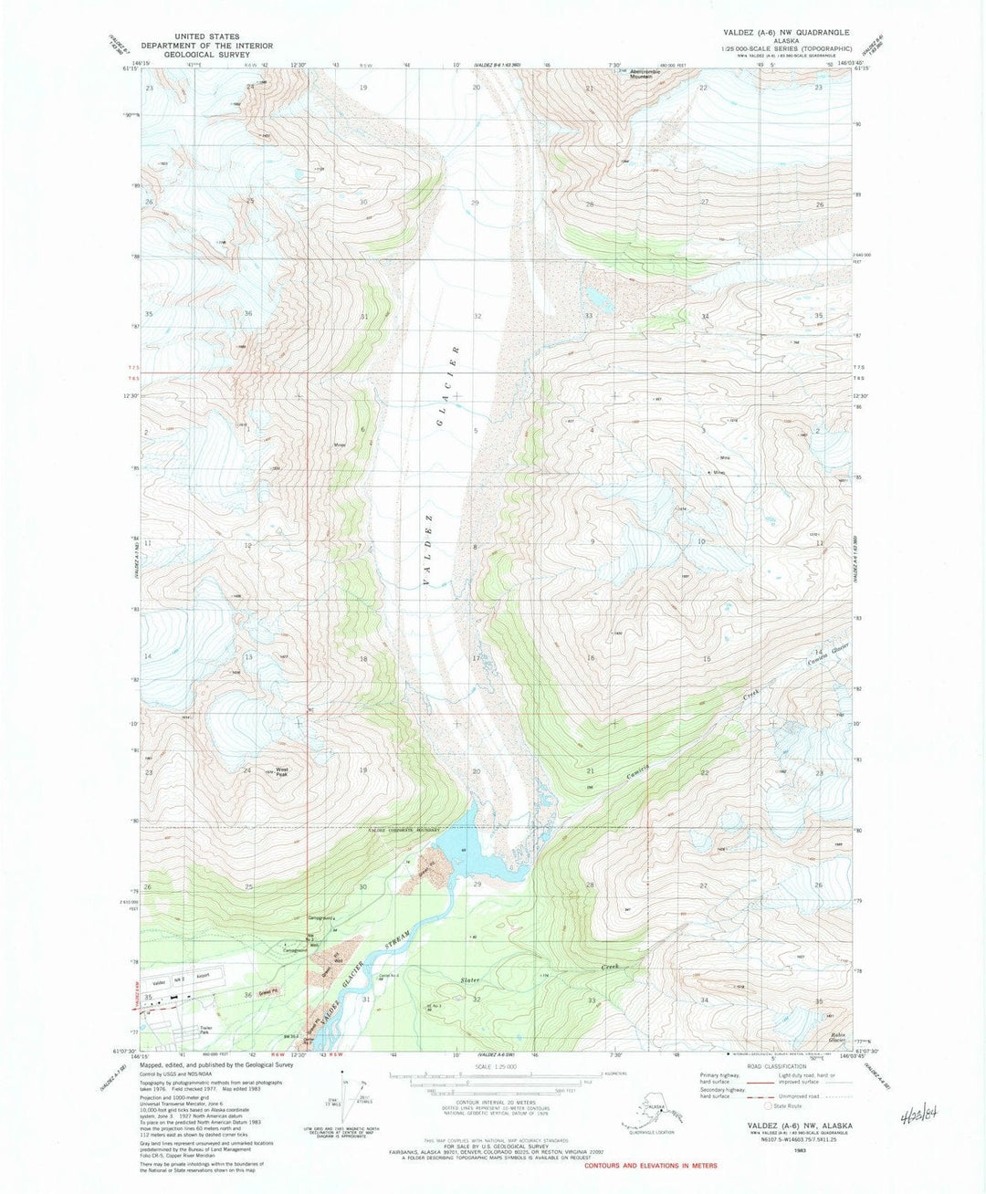 1983 Valdez, AK - Alaska - USGS Topographic Map