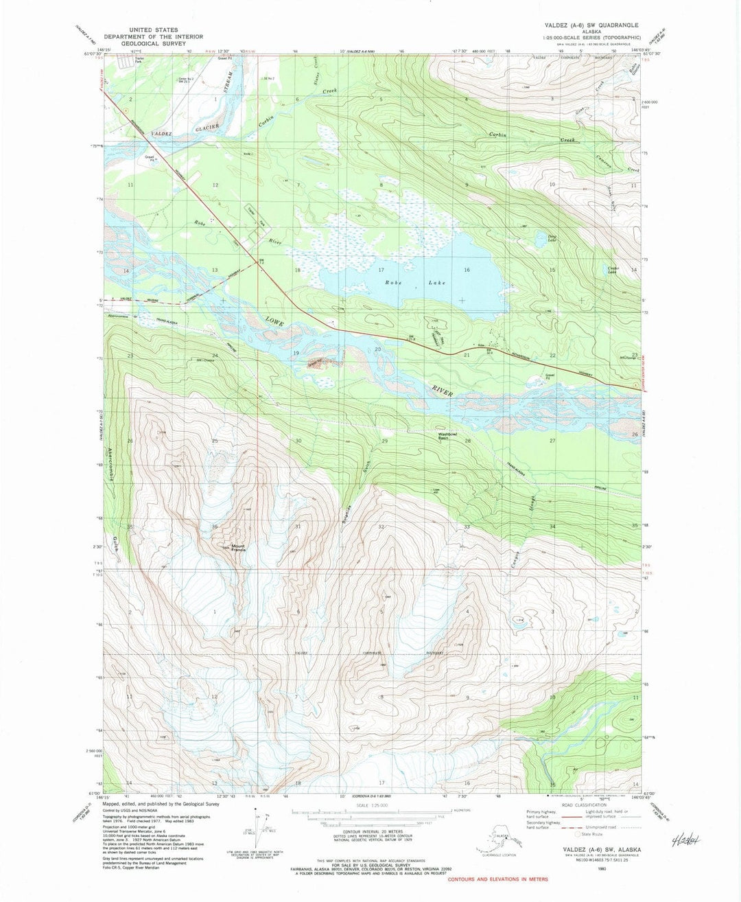 1983 Valdez, AK - Alaska - USGS Topographic Map v3