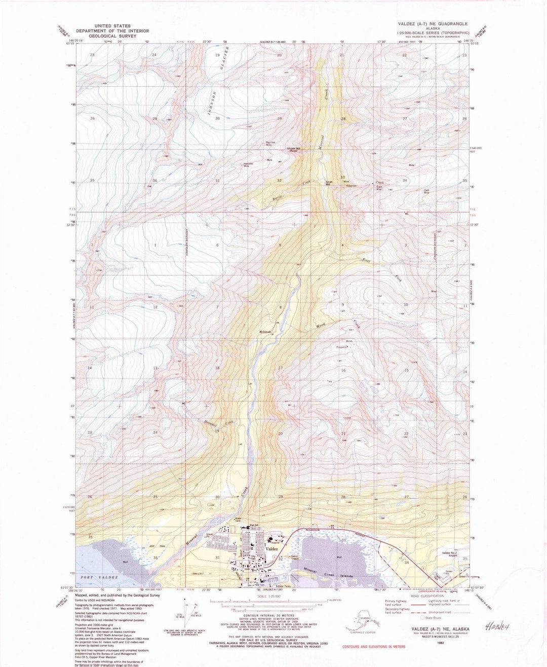 1983 Valdez, AK - Alaska - USGS Topographic Map v4