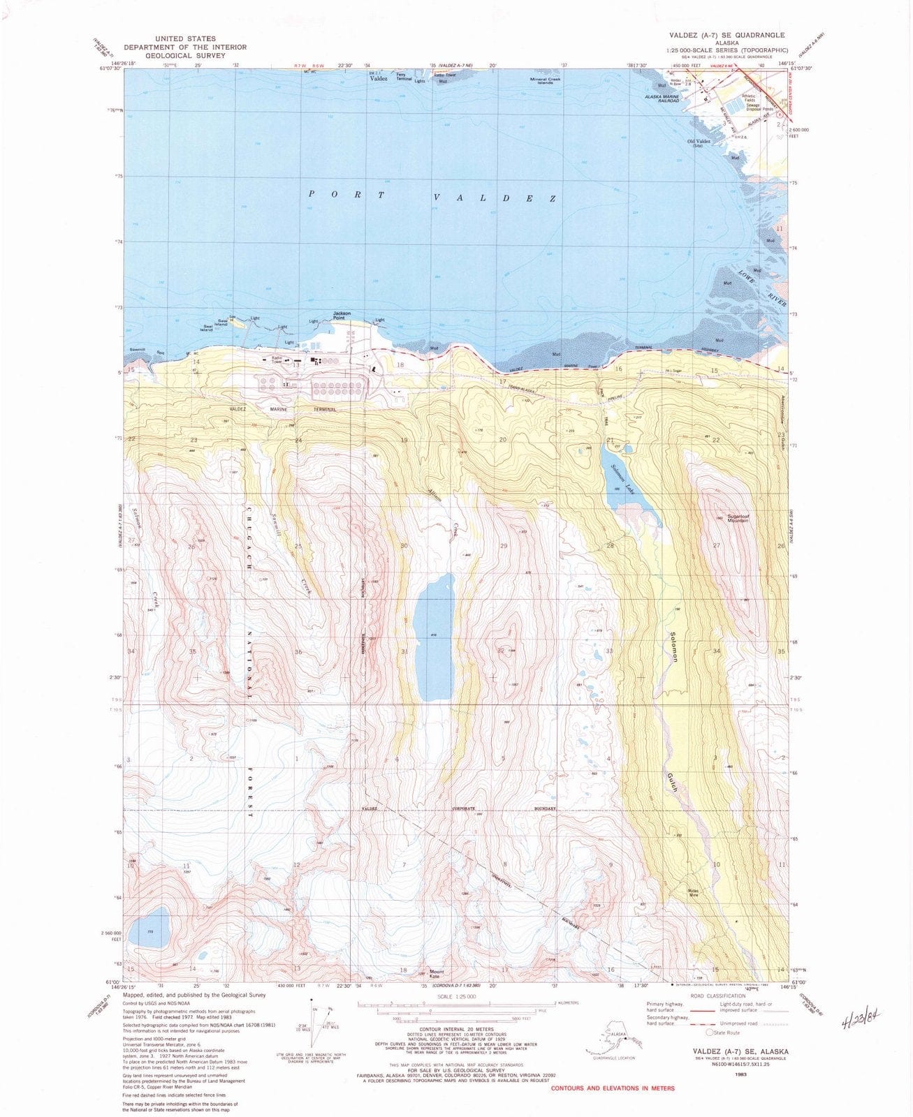 1983 Valdez, AK - Alaska - USGS Topographic Map v5