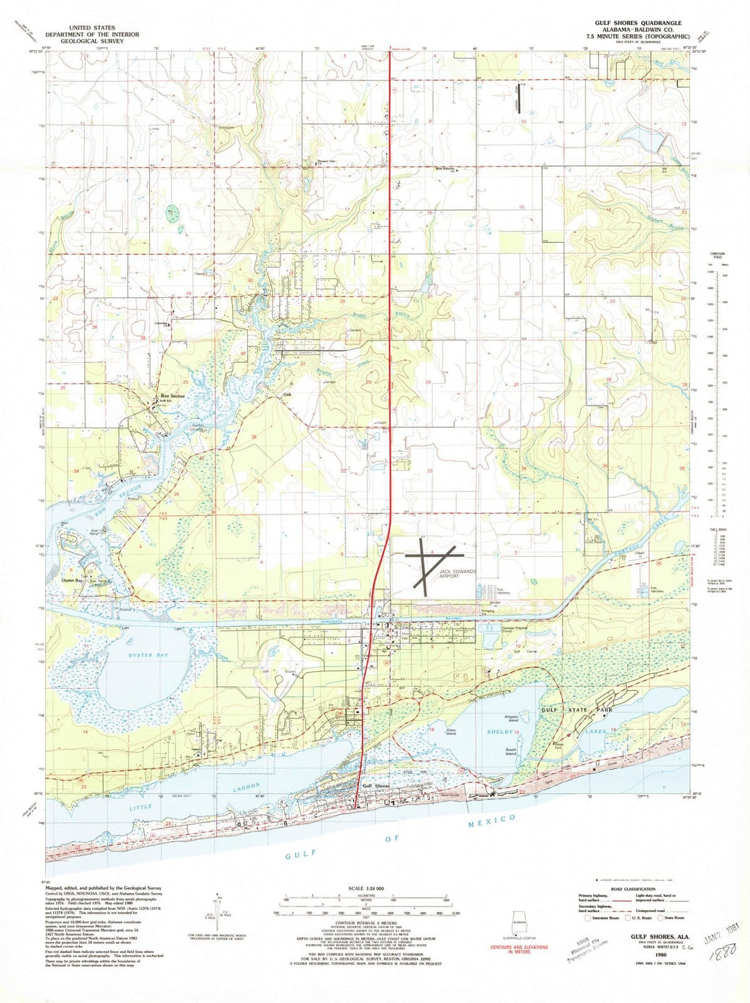 1980 Gulf Shores, AL - Alabama - USGS Topographic Map