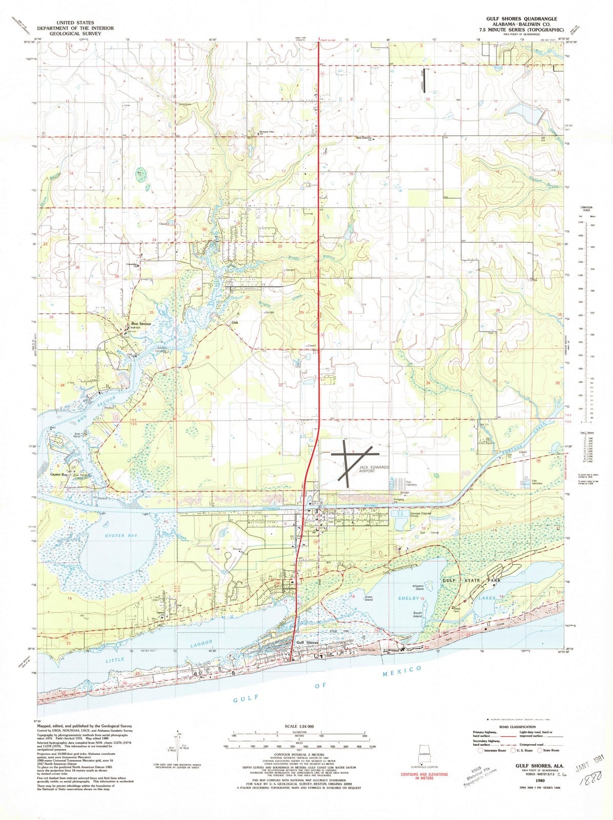 1980 Gulf Shores, AL - Alabama - USGS Topographic Map