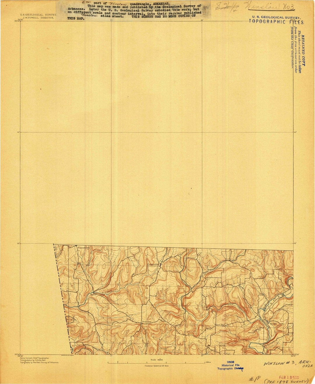 1898 Winslow #3, AR - Arkansas - USGS Topographic Map