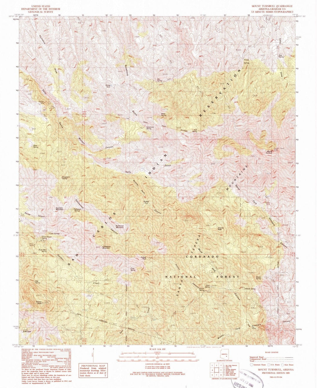 1989 Mount Turnbull, AZ - Arizona - USGS Topographic Map